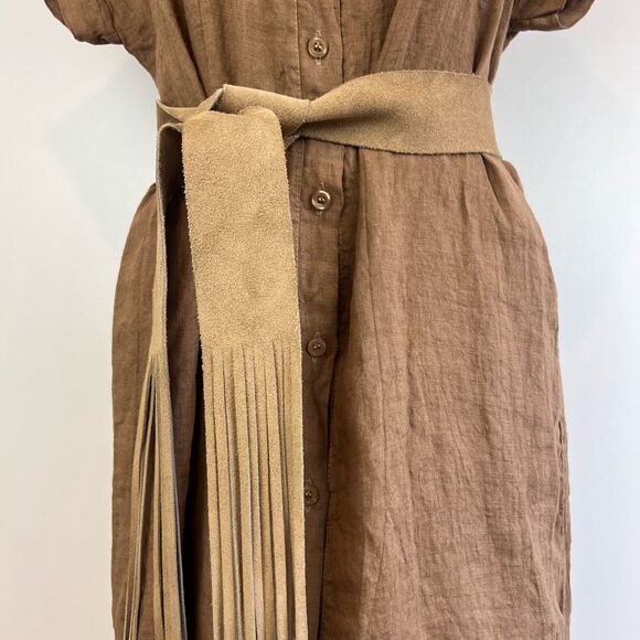 Vintage Anne-X Women’s Small Tan Leather Western Fringe Belt 29” Length BOHO - Picture 4 of 11